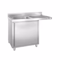 RVS spoeltafel met vaatwasruimte - 1200x700mm - met 1 spoelbak links
