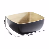 (6 adet) Gastronorm Küvet GN 1/6 - Melamin - FRIDA - 1L - köşeli - 176x162mm - Derinlik:75mm - Siyah