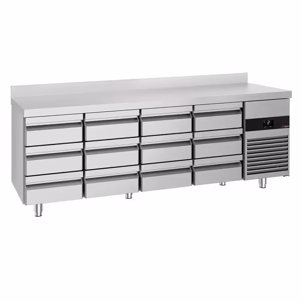 Commercial Counter Fridge PREMIUM - 2330x700mm - with 12 drawers - with upstand - capacity 632 litres