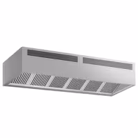 Campana central cúbica profesional con inducción de aire - 3000mm - sin motor - con filtros de lamas - LED - bandeja recogegrasas