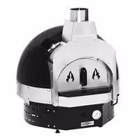 Wood-Fired Pizza Oven - Single Deck - 3 × Ø 30 cm - Black - up to 400°C - with Base frame