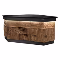 Eck-Kassentisch TORONTO - 1570mm - Holzfront - schwarze Granit-Arbeitsplatte