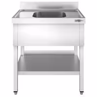 Sudoper PREMIUM - 800x600 mm - s donjom policom - s 1 koritom - korito sredina - inox