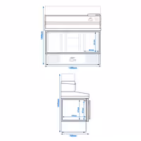 Pizzakylbänk ECO - 1400x700 mm - 3 glasdörrar - inkl. kylränna med glastopp - 6x GN 1/4