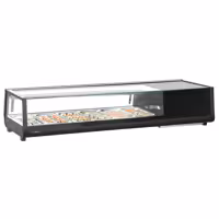 Witryna chłodnicza do sushi – 6x GN 1/3 – od 0 do +12 °C – czarna