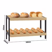 Espositore per pane BELFAST - 900 mm - 2 ripiani - compatibile con la serie BRIN