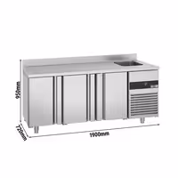 Rashladni pult PREMIUM - 1900x700 mm - 420 l - Ventilirano hlađenje - s 3 vrata - s 1 korita - Leđni podignuti rub