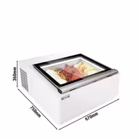 Countertop Ice Cream Display Freezer - 670mm - Static cooling - for 3 x 5 litres Napoli pans - White - hinged glass lid