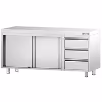 طاولة عمل ستانلس ستيل PREMIUM - 1800x700mm - وحدة أدراج 3 يسار
