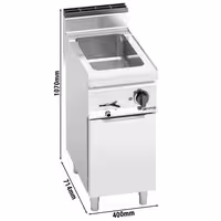 Toplovodna kupka električna - 1,2 kW - GN 1/1 - s odvodnim ventilom - na zatvorenom ormariću