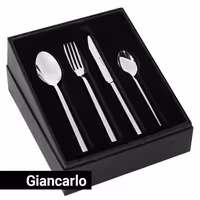 Cutlery set - Giancarlo - 18/10 stainless steel - Knife224mm; Fork205mm; Spoon205mm; Dessert spoon164mm - incl. cutlery box - Mirror - 24-piece set - For 6 people
