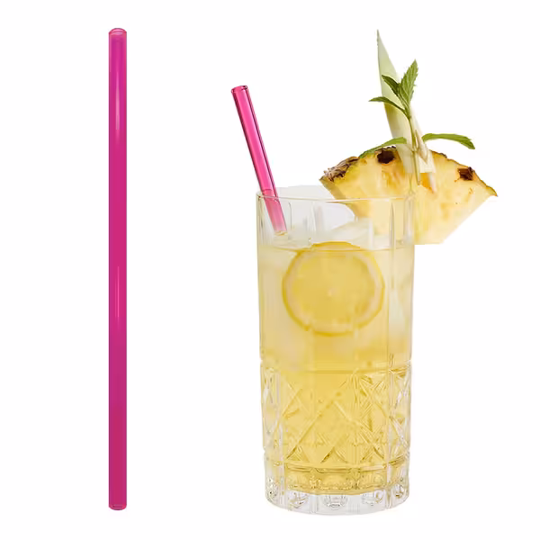 (50 adet) Cam Pipet - 230mm - ø 8mm - düz - Neon Pembe - dahil 1 Naylon Temizlik Fırçası