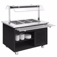 Carrello buffet freddo DANZIG - 1300mm - per 3x GN 1/1 - con scorrivassoio - Nero