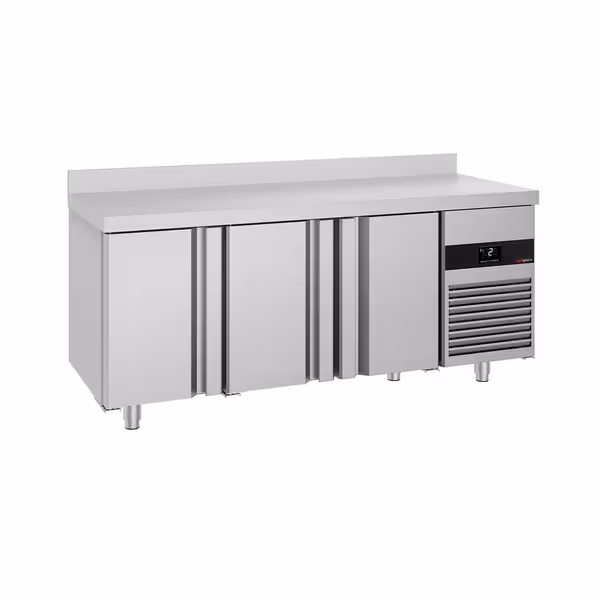 Kühltisch PREMIUM - 1865x700 mm - 474 l - ventileeritud jahutus - koos 3 uksega - tagaservaga tööpind