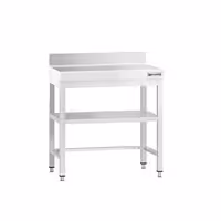 طاولة عمل ستانلس ستيل PREMIUM - 600x600mm - مع رف سفلي & حاجز خلفي & تدعيم