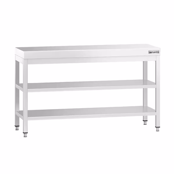 طاولة عمل ستانلس ستيل PREMIUM - 1400x600mm - مع رف سفلي & رف وسطي