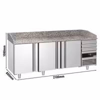 Stół chłodniczy do pizzy PREMIUM – 2150 x 800 mm – z 3 drzwiami i 3 szufladami