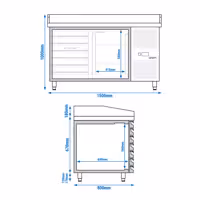 Stół chłodniczy do pizzy ECO – 1500 x 800 mm – z 1 drzwiami i 7 szufladami