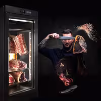 Frigorífico Dry Aging Profissional / Armário de maturação de carne - 920x550mm - com 2 portas de vidro - Preto