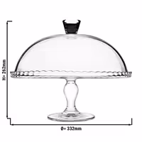 (2 pcs) Etagere / Buffet Stand - Mini Patisserie - serving plate with foot & hood - Glass - Height: 262mm
