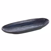(6 adet) LOOPS - Düz Tabak - Oval - Melamin, 280x135mm, Mavi / Gri