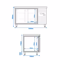 Zamrzni pult ECO - 1360x700 mm - 282 l - Ventilirano hlađenje - s 2 vrata