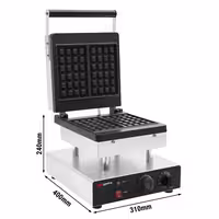 Commercial Waffle Maker - Single - Manual - 2kW - Shape: Brussels - plates with Teflon coating