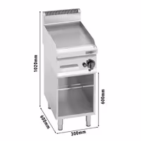 Fry Top Gas Professionale - 4,0 kW - Liscio - Superficie di cottura: 296x430mm - incl. sottotelaio
