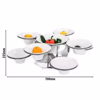 Présentoir / support de buffet - rotatif - inox - incl. 9 bols en mélamine - Rond