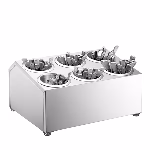 Cutlery Cylinder Holder - 385x305mm - Height: 200mm - Stainless steel - incl. 6 Holders