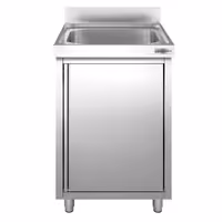 Sudoper s ormarićem PREMIUM - inox - 600 x 700 mm - s 1 koritom - korito sredina