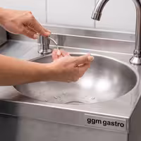 Hand Wash Sink – with tap, soap dispenser, knee-operated control and rim