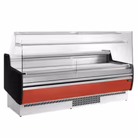 Serve Over Counter - 1935mm - front and sides glass, rear open - capacity 213 litres - red front panel