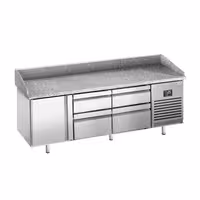 Table réfrigérée à pizza Premium PLUS - 1980 x 700 mm - avec 1 porte et 4 tiroirs