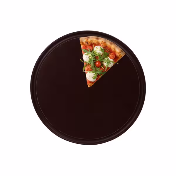 Pizza Tabağı - Yuvarlak Düz - Polietilen, Ø220mm, Oluklu/Kanallı Yüzey, Kahverengi