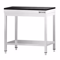 Rozsdamentes acél munkaasztal PREMIUM - 600x600 mm - alsó polccal - gránit munkalappal