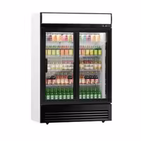 Commercial Beverage Display Fridge - 1295mm - 880 Litres - with 2 sliding glass doors - LED lighting - digital controller with temperature display - Black - Temperature range 2 to 8 °C