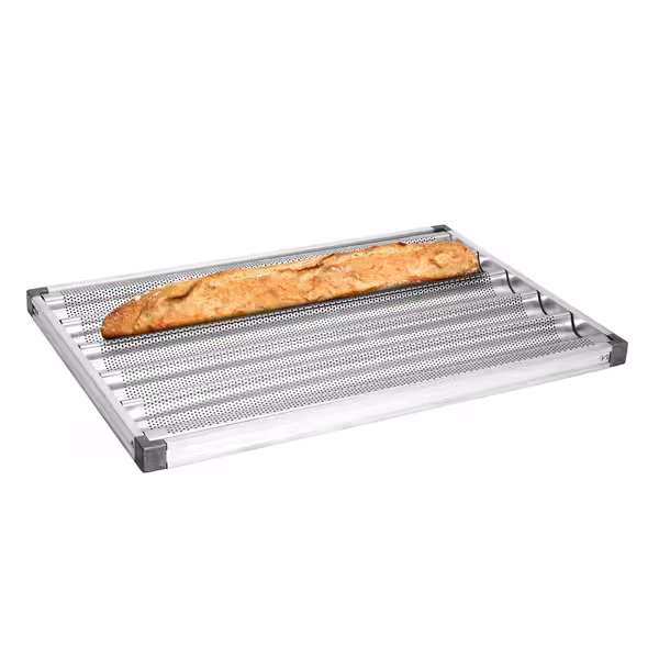 (10 komada) Punač za bagete – aluminij – 600 x 400 – srebrni – s 5 pretinaca