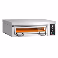 Electric Deck Pizza Oven Power - Single Deck - Refractory Stone Deck - 9 x Ø 34cm (13.4") - 230V 3 Phase - Mechanical Controls - incl. Hood