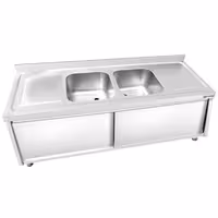 Sudoper s ormarićem PREMIUM - inox - 2000 x 700 mm - sa 2 korita - korita sredina
