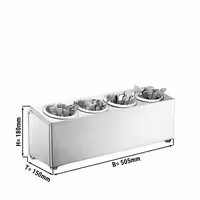 Cutlery Cylinder Holder - 505x150mm - Height: 180mm - Stainless steel - incl. 4 Holders