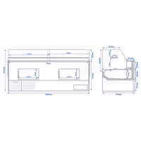 Csemegepult - 2480x975 mm - 200 liter - ventilációs - egyenes frontüveges - fekete - márvány munkalap