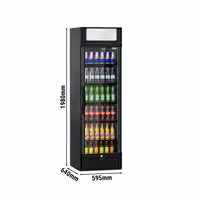 Frigorífico expositor de bebidas - 595mm - 347L - 1 porta de vidro & painel publicitário iluminado - com indicação/painel digital de temperatura - Preto