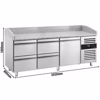 Stół chłodniczy do pizzy ECO – 2000 x 800 mm – z 1 drzwiami i 4 szufladami