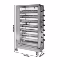 Gas Chicken Rotisserie Oven - 42kW - with 7 Skewers for up to 42 chickens