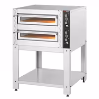 Electric Deck Pizza Oven - Twin Deck - Refractory Stone Deck - 4+4 x Ø 34cm (13.4") - Mechanical Controls - incl. Base frame