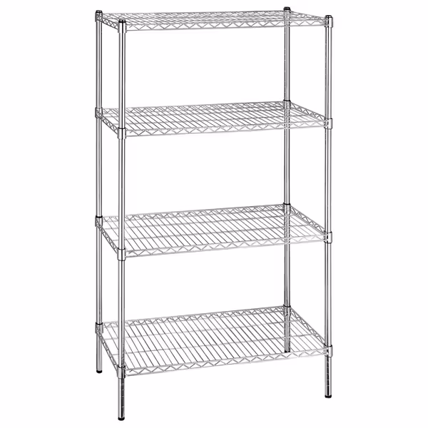 رفوف فولاذية - 900x450mm - عمق: 450 mm - 4 رفوف (قابلة للتعديل) - كروم - الحمولة: 180 kg