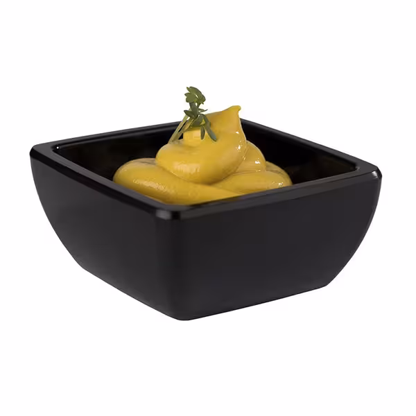 (6 adet) Ramekin (Sos Kasesi) - FRIENDLY - PET (Geri Dönüştürülmüş) - 50ml - köşeli - 65x65mm - Siyah