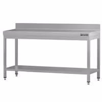 Commercial Stainless Steel Centre Table ECO - 2000x600mm - with Undershelf - with Rear Upstand - with Cross Bracing