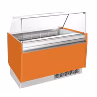 Ice Cream Display Freezer | LIAM - 1310mm - with LED lighting - for 10 x 5 litres Napoli pans - Static cooling - Orange
